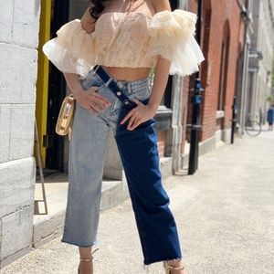 Two Toned Wide Leg Jeans
